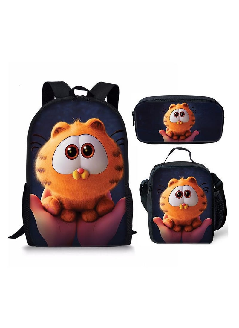 Garfield Three-piece Package Pencil Case Student Backpack 29*16*42CM + Shoulder Bag 19*6*23CM + Pencil Case 24*7*11CM Three-piece Set