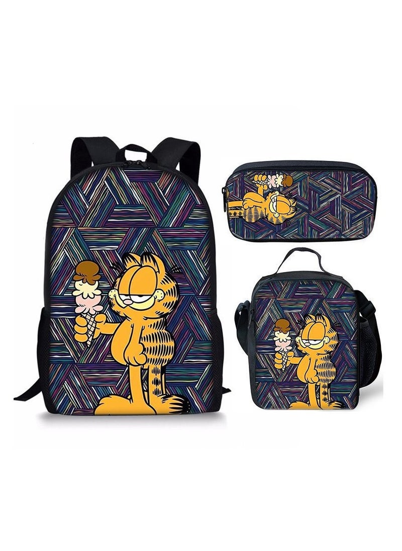 Garfield Three-piece Package Pencil Case Student Backpack 29*16*42CM + Shoulder Bag 19*6*23CM + Pencil Case 24*7*11CM Three-piece Set