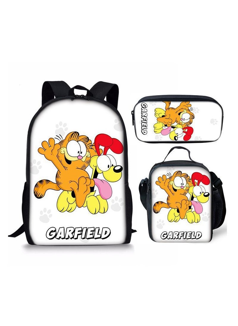 Garfield Three-piece Package Pencil Case Student Backpack 29*16*42CM + Shoulder Bag 19*6*23CM + Pencil Case 24*7*11CM Three-piece Set