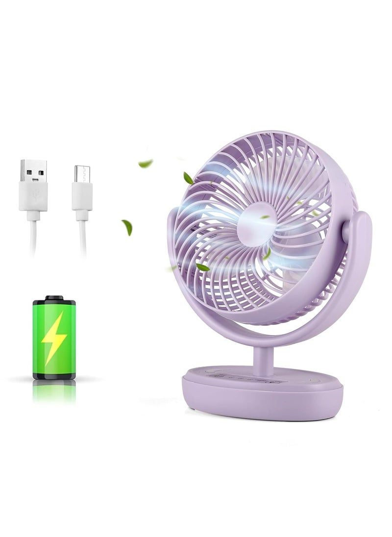 Table Fan High Speed With Led Light Powerful Rechargeable Fan With 3 Speed Airflow Noiseless Portable Fan For Home Office Kitchen 6 Inch 3000 Mah Charging Battery Fan For Desk