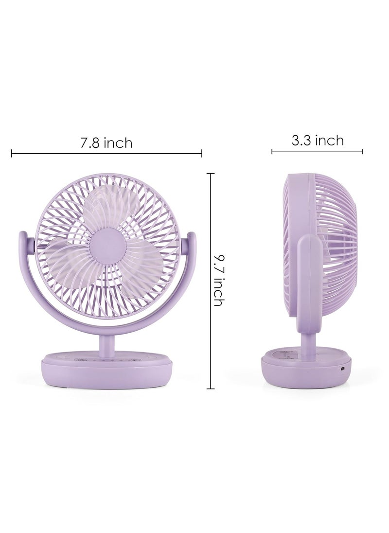 Table Fan High Speed With Led Light Powerful Rechargeable Fan With 3 Speed Airflow Noiseless Portable Fan For Home Office Kitchen 6 Inch 3000 Mah Charging Battery Fan For Desk