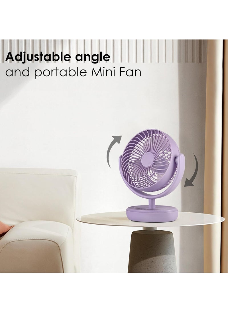 Table Fan High Speed With Led Light Powerful Rechargeable Fan With 3 Speed Airflow Noiseless Portable Fan For Home Office Kitchen 6 Inch 3000 Mah Charging Battery Fan For Desk