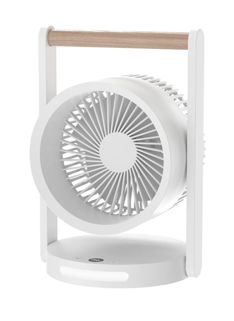 Desk Fan Room Air Circulator Fan Portable Battery Rechargebale Fan with 4 Speeds Adjustable Head Low Noise Small Personal Table Fan