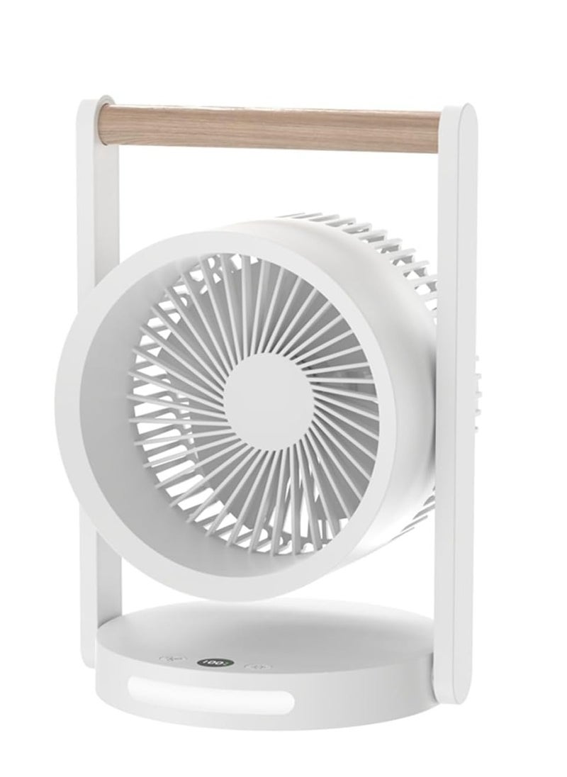 Desk Fan Room Air Circulator Fan Portable Battery Rechargebale Fan with 4 Speeds Adjustable Head Low Noise Small Personal Table Fan