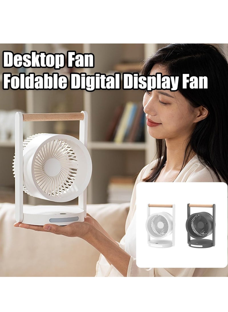 Desk Fan Room Air Circulator Fan Portable Battery Rechargebale Fan with 4 Speeds Adjustable Head Low Noise Small Personal Table Fan