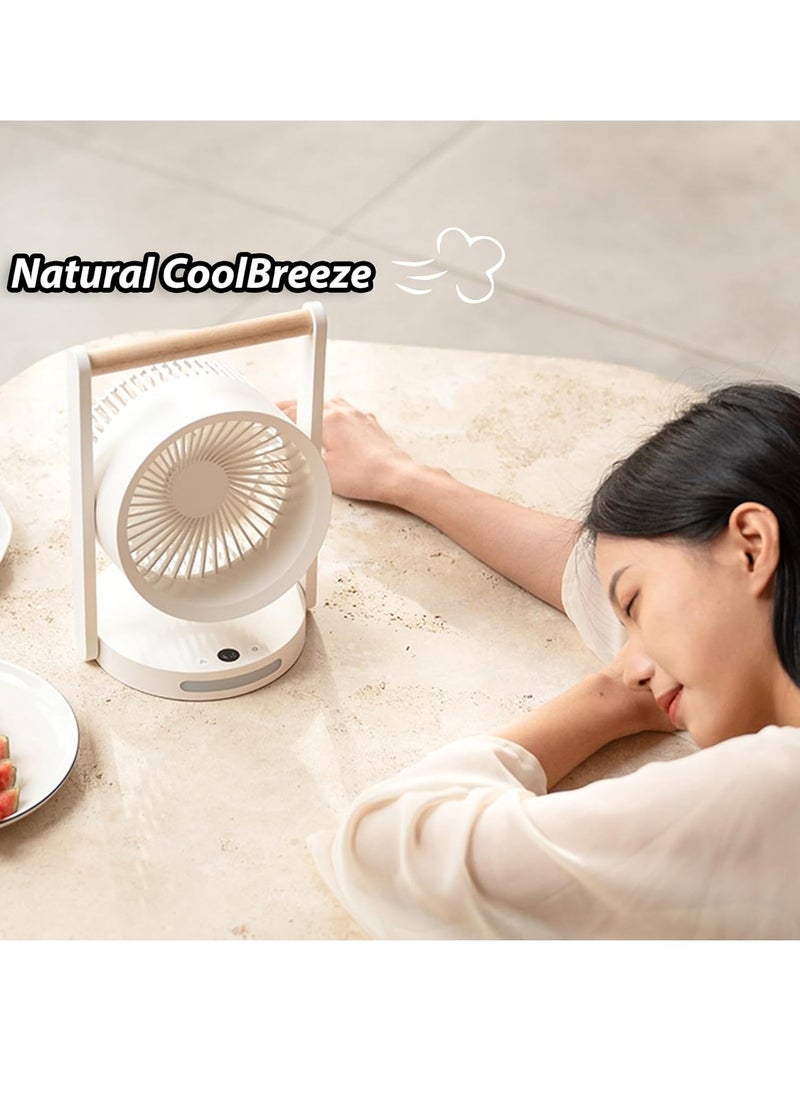 Desk Fan Room Air Circulator Fan Portable Battery Rechargebale Fan with 4 Speeds Adjustable Head Low Noise Small Personal Table Fan