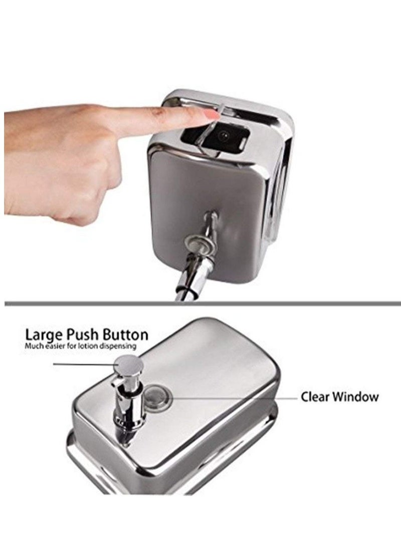 Wall Mount Hand Soap Dispenser, Commercial Soap Dispenser,Stainless Steel Soap Dispenser for Bathroom Kitchen Marketplace Hotel Restaurant (500ml)