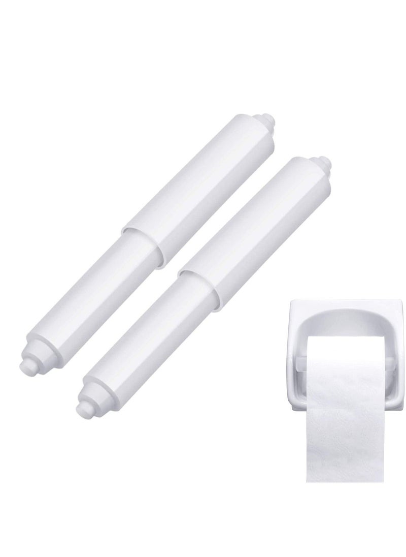 Toilet Paper Holder 2 Pack White Replacement Plastic Spring Loaded Roller, Tissue Roll Insert in Bathroom Roller Spring, Keeps Securely