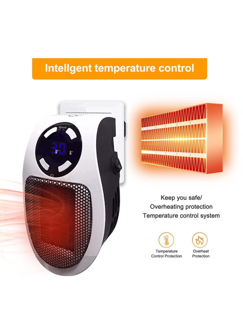 In Heater for Indoor Use Fast Heating Wall Space Heater Low Wattage Heater with Thermostat Led Display for Home Office Bathroom Indoor Use