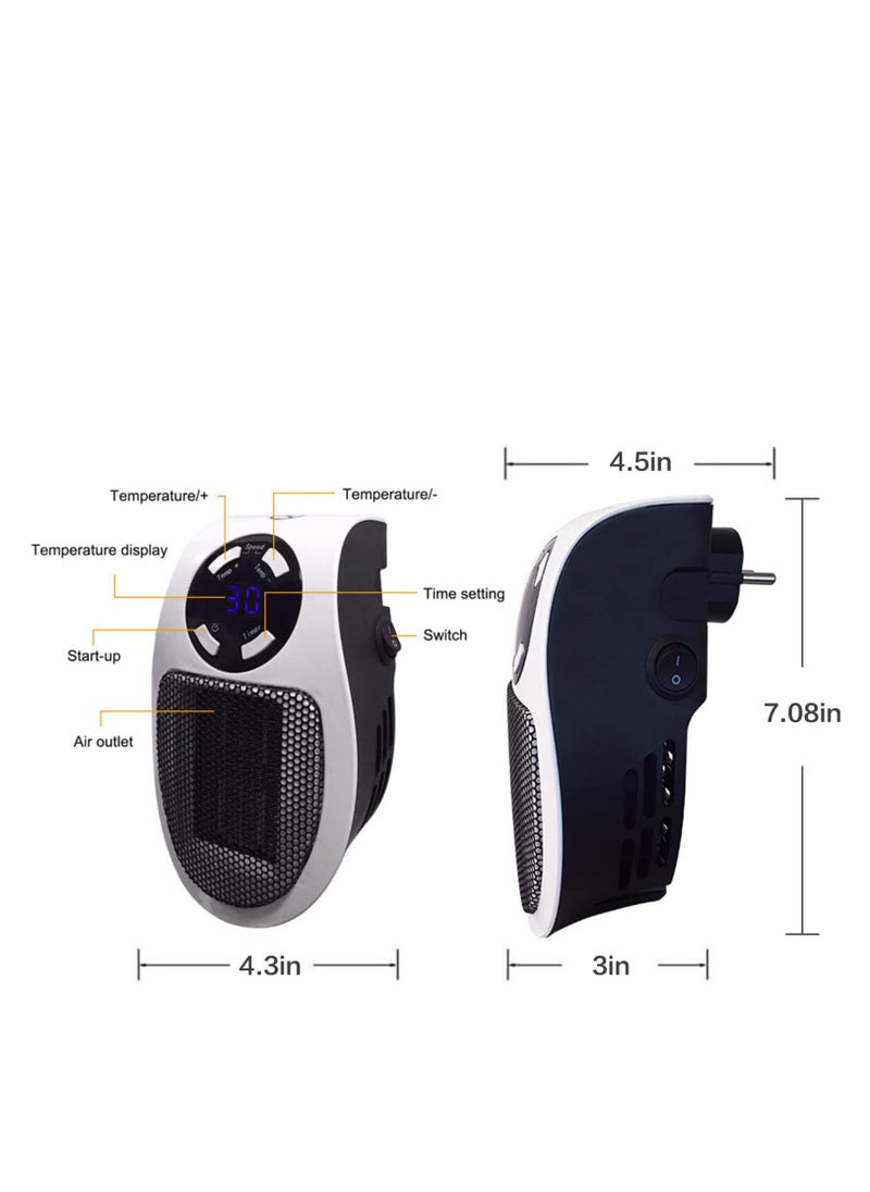 In Heater for Indoor Use Fast Heating Wall Space Heater Low Wattage Heater with Thermostat Led Display for Home Office Bathroom Indoor Use