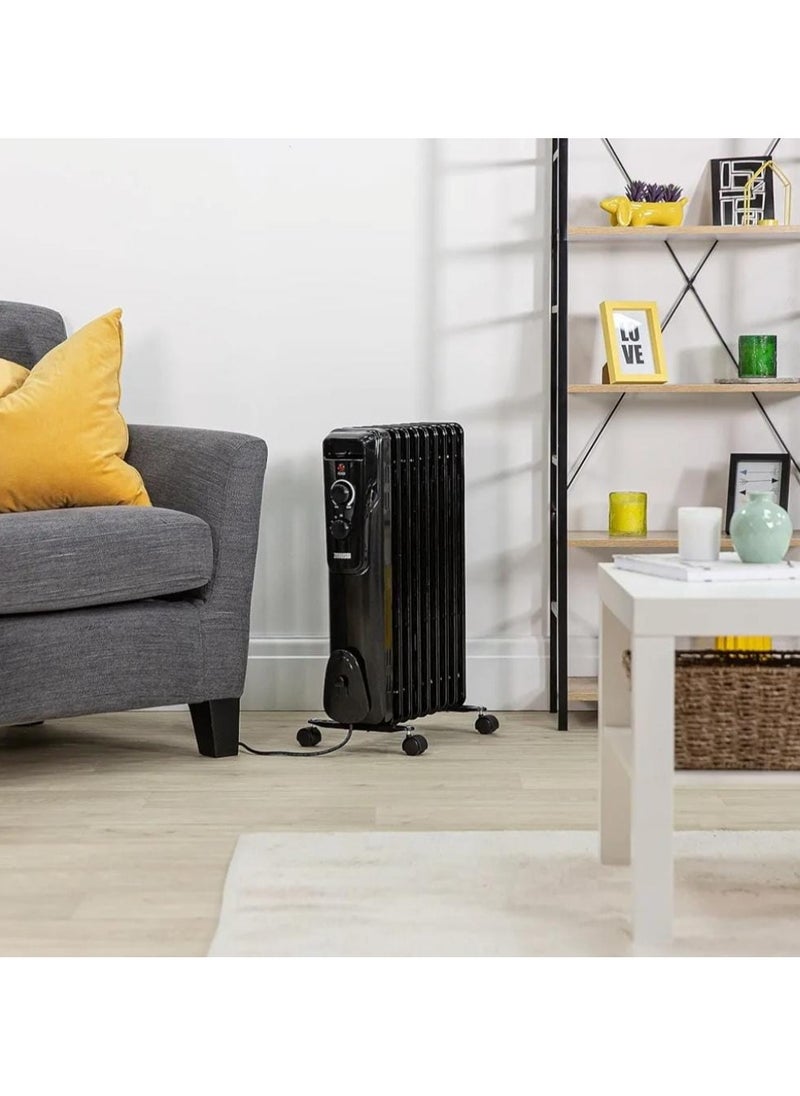 Energy-Efficient 11-Fin Oil Heater | Portable Electric Radiator with 3 Heat Settings, Adjustable Thermostat & Quiet Operation | Overheat Protection | Perfect for Home, Office, and Small Rooms