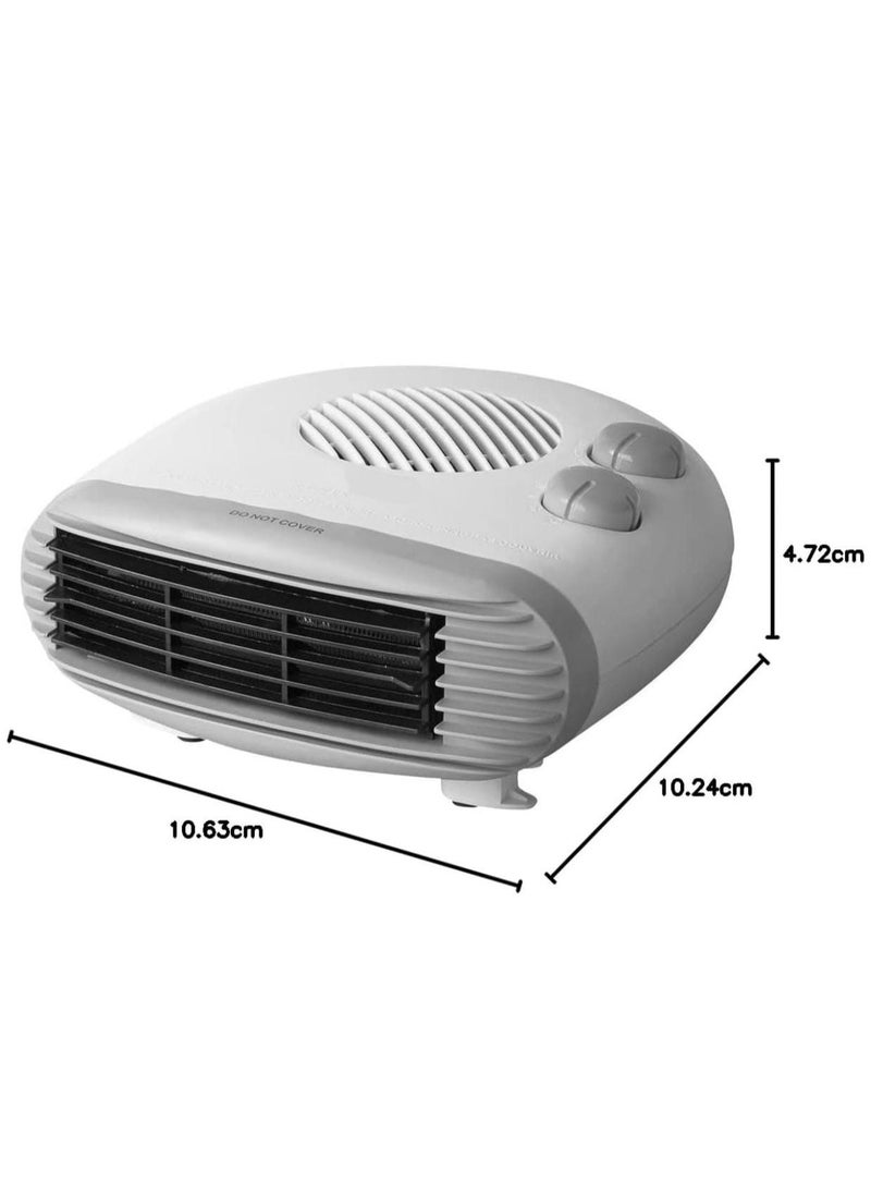 Portable Flat Fan Heater 2000W | Compact Electric Heater with 2 Heat Settings & Overheat Protection | Fast Heating for Home, Office & Small Spaces