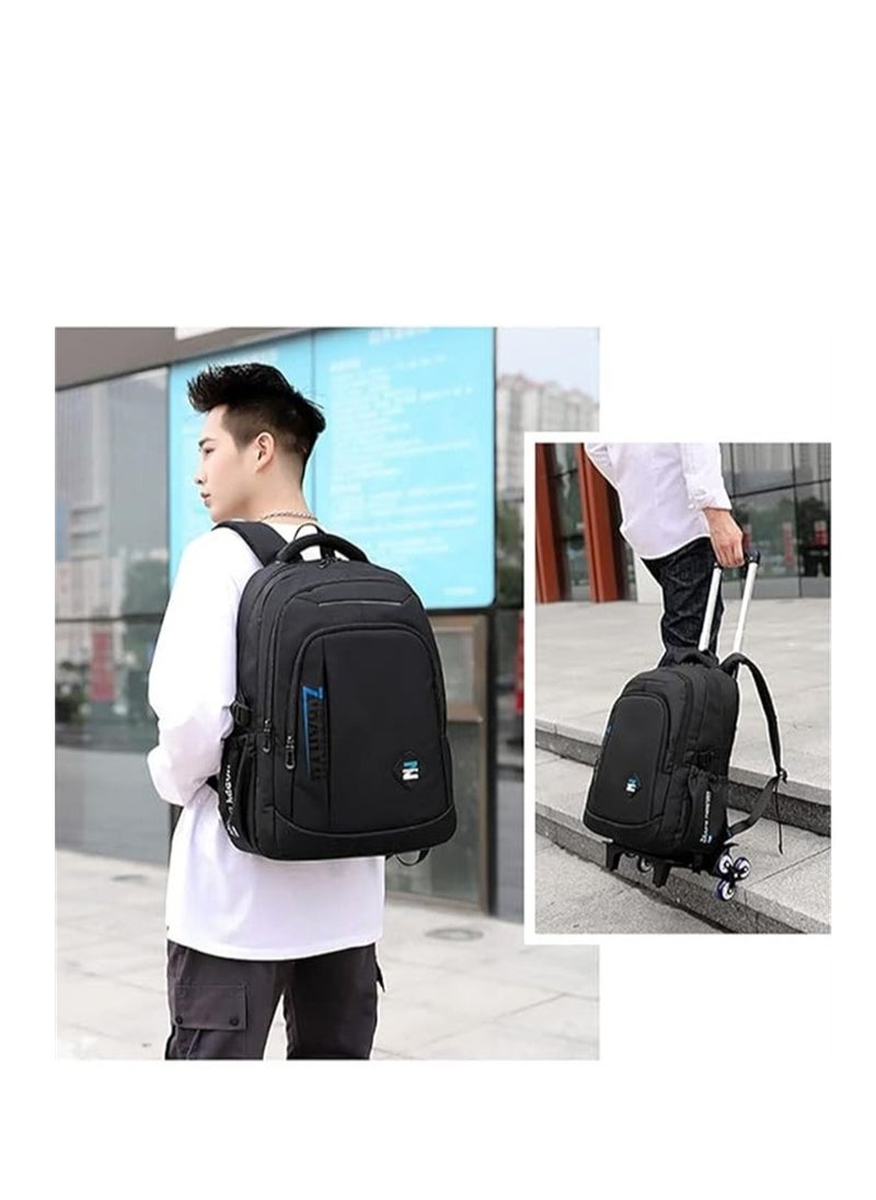 Students Backpack, 6 Wheels Trolley School Bag, Large Capacity Wheeled Travel Book bag Laptop Backpack for Boys Girls Kids Teens (Black)