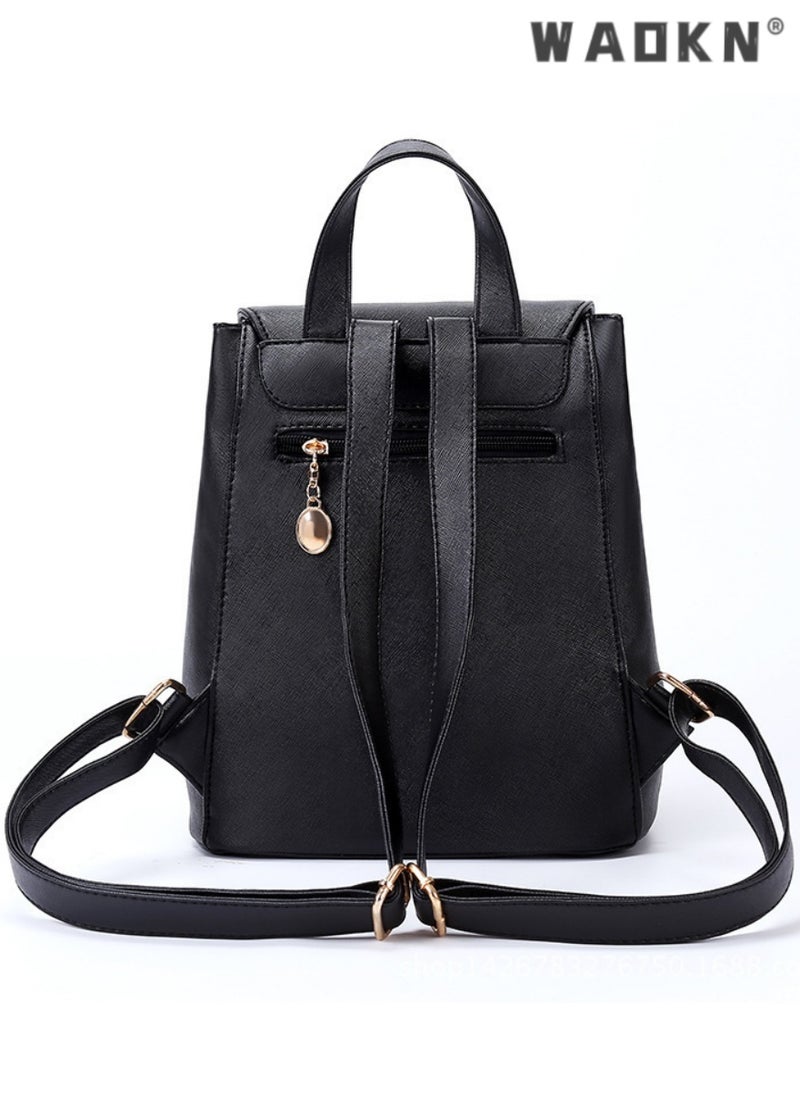 Women's Backpack Chest Pack Fashionable Travel Backpack for Women Large Capacity School Backpack Detachable Shoulder Bag For College Girls Students,Korean Version Fashionable Double Shoulder Bag Backpack with Enhanced Features - Classic Black