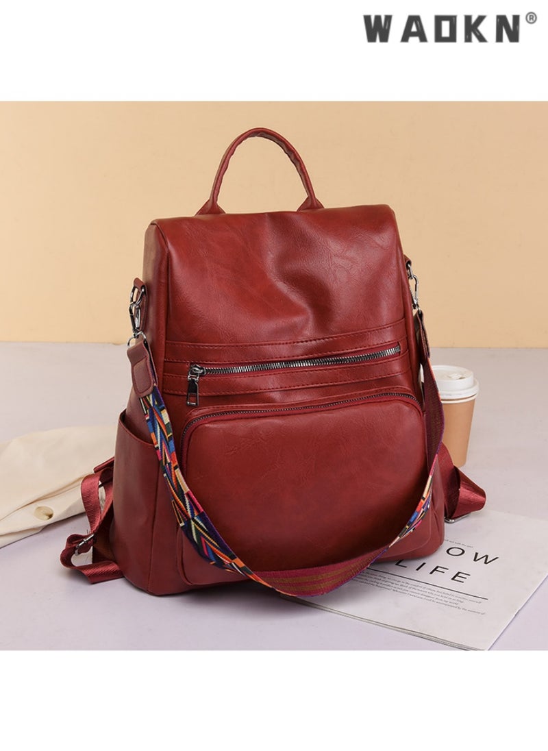 Backpack Womens Fashion PU Leather Anti-theft Backpack Lightweight Waterproof Rucksack Shoulder Bag Travel School Bag Casual Daypack,Women Backpack, Handbag PU Leather Daypack Shoulder Bag, Antitheft Ladies Rucksack Lightweight Waterproof School Bags for Women/Girls Travel, Stylish and Functional Travel Companion