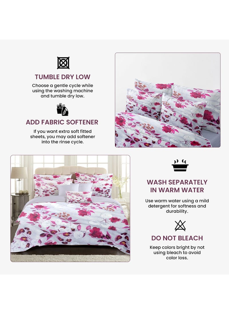 Ruby Bloom Bed Sheet Set - Without Filling- 6 Pcs - 4 Pillow Covers - 1 Bedsheet - 1 Duvet Cover       King Size:  Duvet Cover: 220*240cm Fitted Sheet: 200*200cm+30cm Pillow Cases: 50*75cm