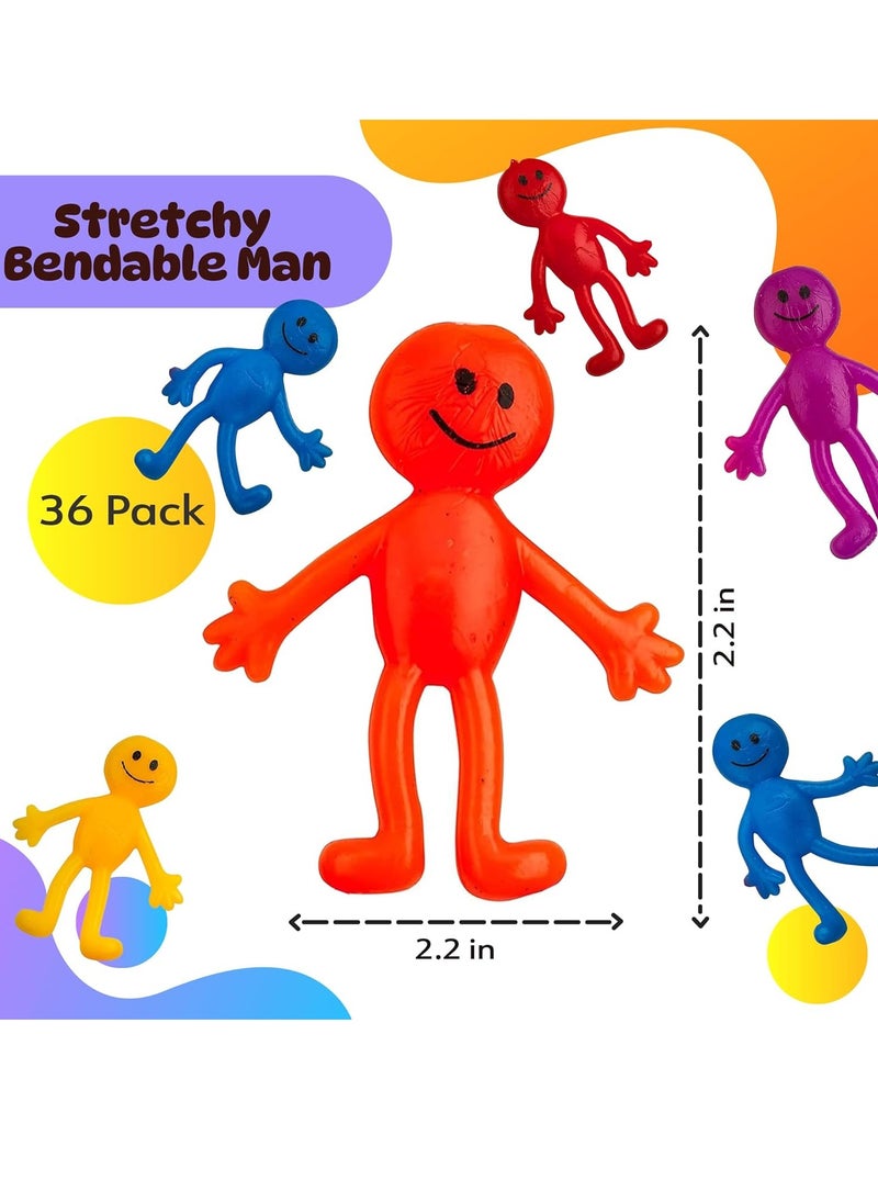 Stretchy Bendable Man 36 Pack Assorted Fun Colors A Sticky Stretchable Slimy Gooey Texture Toy for Stress Anxiety Relief Great Party Favor Stocking Stuffer