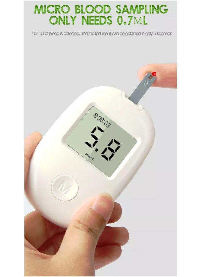 Fully Automatic Portable Blood Glucose Meter, Accurate and Easy to Use Diabetes Testing Device with 50 Test Strips, Lancet Pen and 50 Lancets, Fast Results, Memory Storage and Code Free Operation