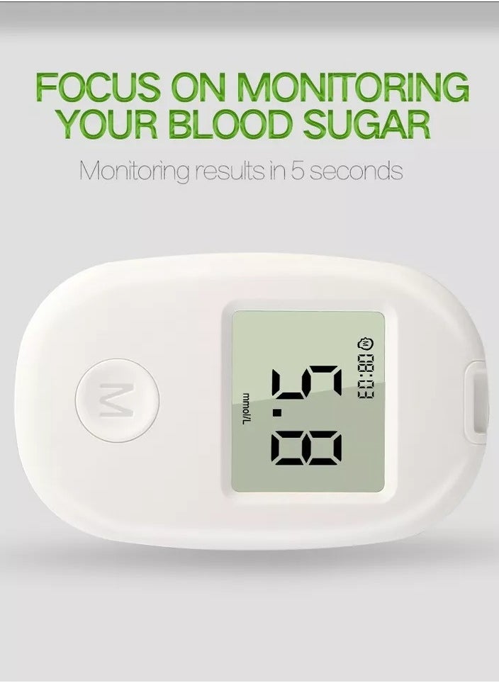 Fully Automatic Portable Blood Glucose Meter, Accurate and Easy to Use Diabetes Testing Device with 50 Test Strips, Lancet Pen and 50 Lancets, Fast Results, Memory Storage and Code Free Operation