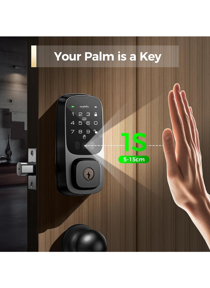 SP300K Palm Recognition Keyless Entry Door Lock, WiFi Smart Lock for Front Door, Palm Recognition Front Door Lock Set, Built-in Wi-Fi Deadbolt, App Remote Control, Auto Lock, Support lexa