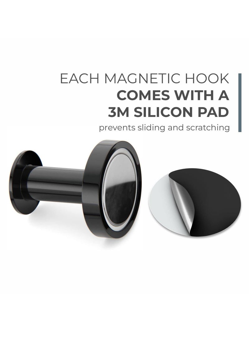 Set of 2 Strong Magnetic Hooks for Hanging Coats and Bags Magnet Hooks Heavy Duty Magnets Neodymium 52 Rare Earth Magnets Push Pin Style Magnet Hook for Refrigerator Locker