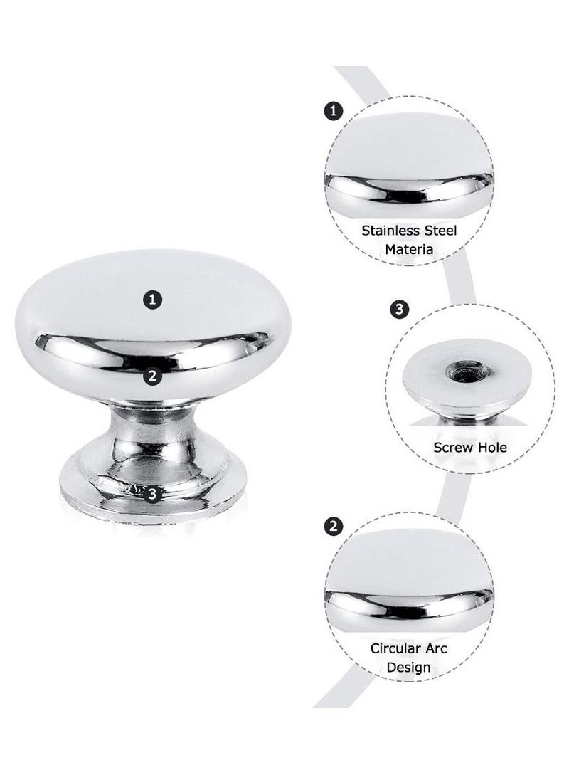 Round Cabinet Knob Stainless Furniture Pull Handle, Simple & Sturdy, Knob Diameter: 25 mm, 4 Pack for Kitchen Cupboard Door, Bedroom Dresser Drawer, Bathroom Wardrobe Hardware