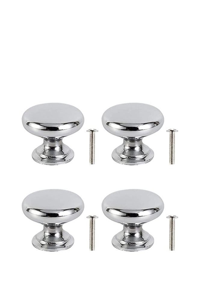 Round Cabinet Knob Stainless Furniture Pull Handle, Simple & Sturdy, Knob Diameter: 25 mm, 4 Pack for Kitchen Cupboard Door, Bedroom Dresser Drawer, Bathroom Wardrobe Hardware