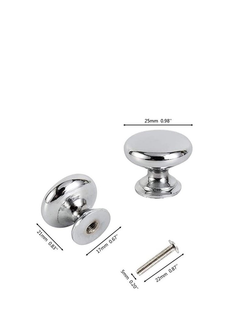 Round Cabinet Knob Stainless Furniture Pull Handle, Simple & Sturdy, Knob Diameter: 25 mm, 4 Pack for Kitchen Cupboard Door, Bedroom Dresser Drawer, Bathroom Wardrobe Hardware