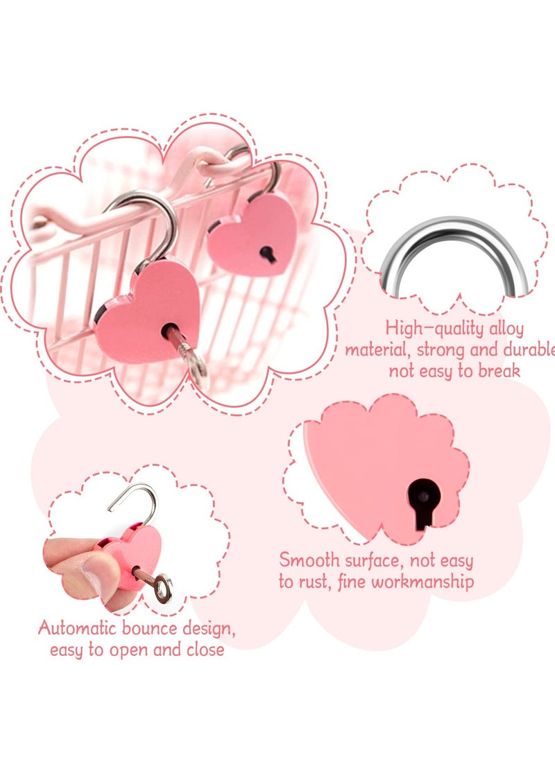 7 Piece Small Padlock Mini Lock Alloy Heart Shaped Lock with Key Suitcase Lock Lock Locker Decorative Diary Lock Love Decorative Lock for Box Diary Luggage (Multi Color)