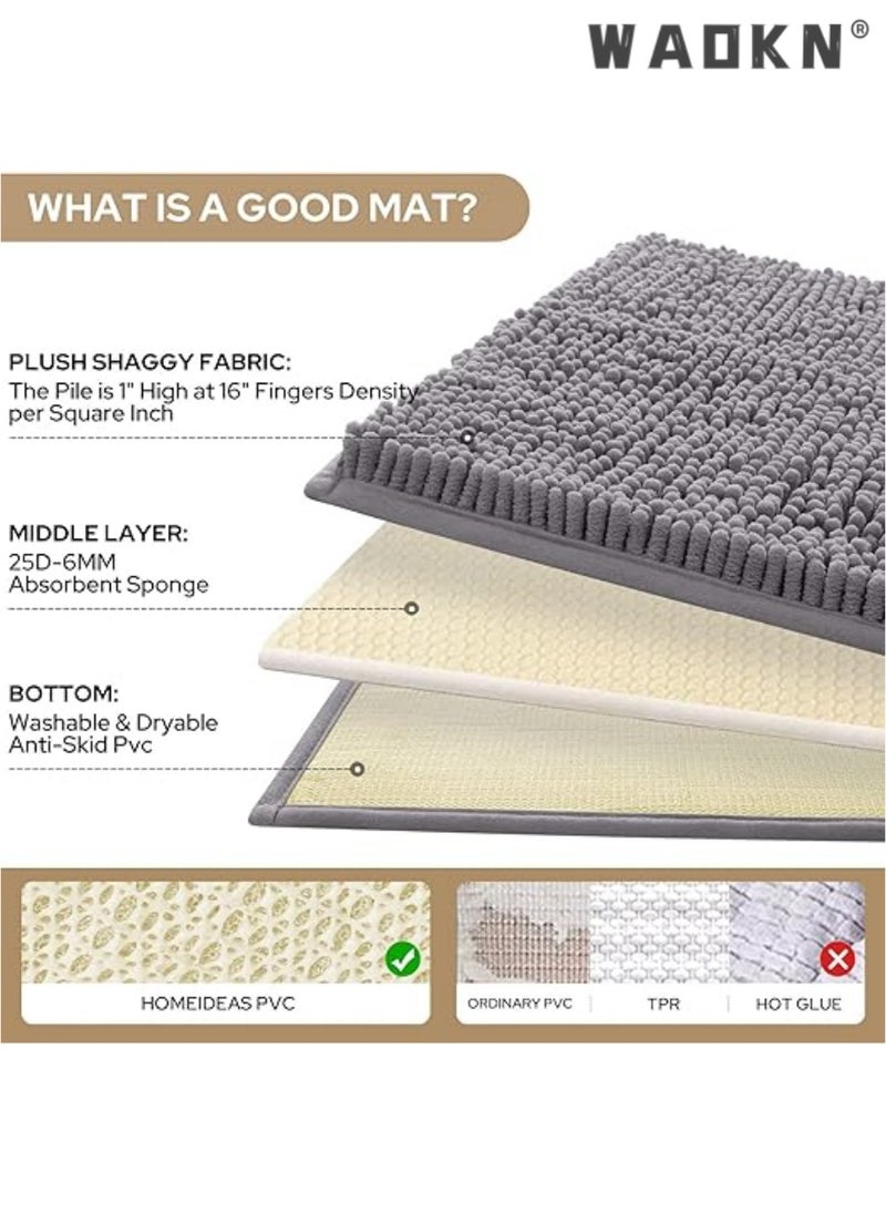 3-Piece Door Mats & Shower Mat Combo - Ultra-Soft, Non-Slip, & Super Absorbent Plush for Enhanced Safety & Comfort in Your Tub & Beyond - Extra Long for Enhanced Coverage & Style