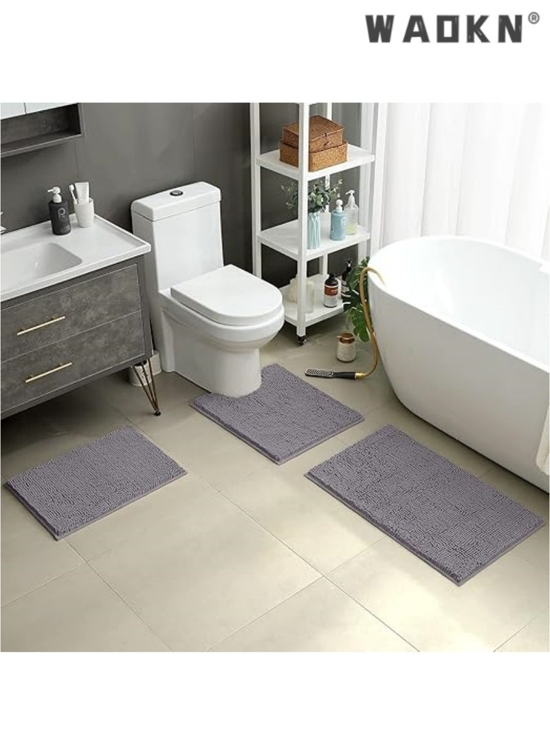 3-Piece Door Mats & Shower Mat Combo - Ultra-Soft, Non-Slip, & Super Absorbent Plush for Enhanced Safety & Comfort in Your Tub & Beyond - Extra Long for Enhanced Coverage & Style