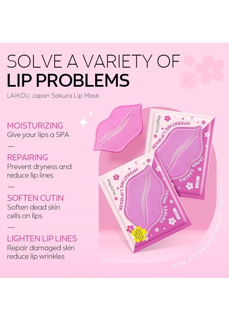 Hydrating Lip Mask, Lip Sleep Mask Collagen Crystal Lip Care Gel Pads For Moisturizing, Minimize Fine Lines, Remove Dead Skin, Anti Chapped Pads Lip Mask 10 Pieces