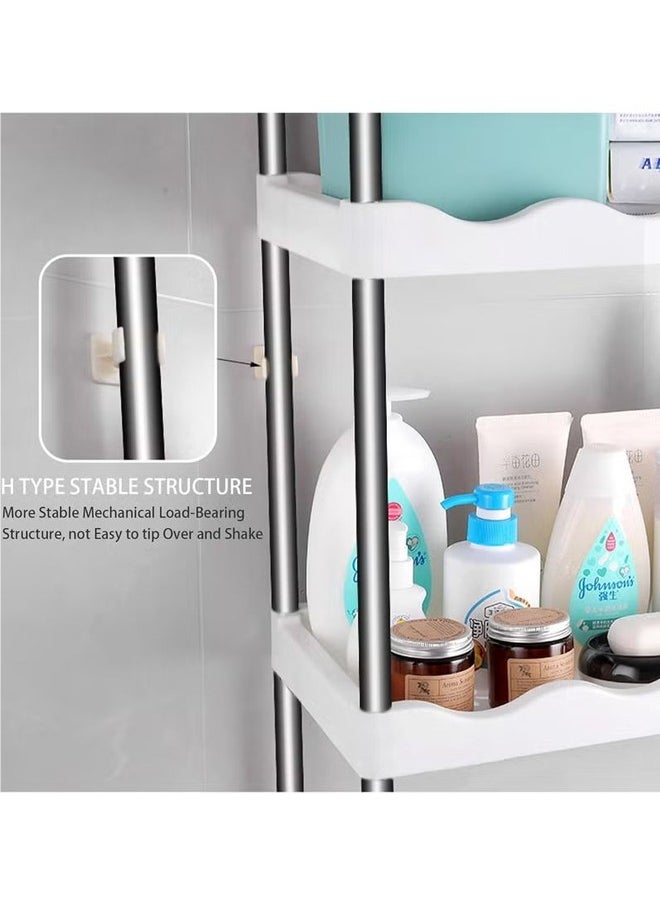 Multifunctional three-layer toilet rack, independent bathroom organizer and hook, stainless steel material, space-saving rack, can withstand a weight of 30 kg