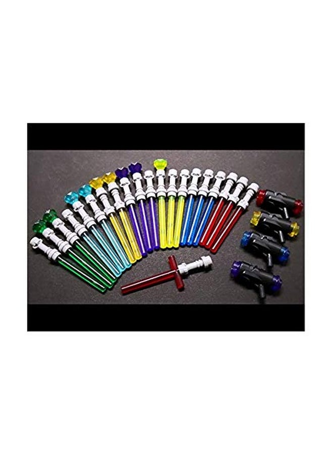 Light Sword Star Blaster Wars Pack, Light Saber Set For Lego Minifigures, Mini Swords, Sabers, Blaster Weapons For Ages 6 +, Fits Major Brands' Minifigure, 75+ Piece, Figures Not Included