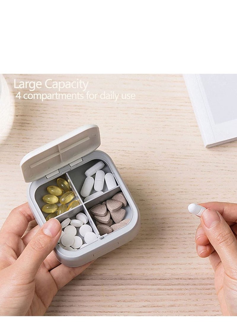 Small Pill Case Pill Box Travel Daily Pill Organizer Portable Pretty Pill Container for Purse Pocket Compact Medicine Holder for Fish Oils Supplements White