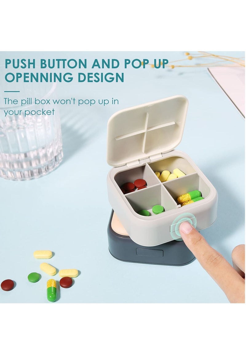 Small Pill Case Pill Box Travel Daily Pill Organizer Portable Pretty Pill Container for Purse Pocket Compact Medicine Holder for Fish Oils Supplements White