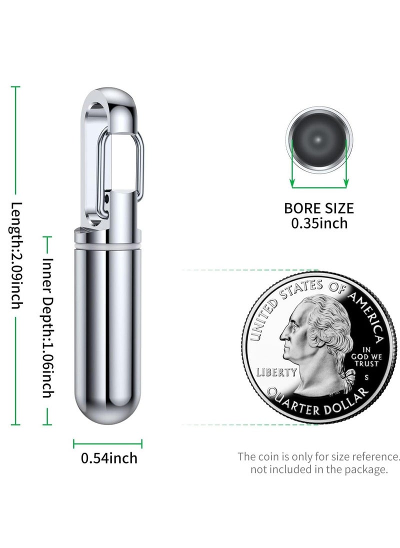 Small Pill Box Keychain Titanium Mini Portable Pill Organizer Case Container for Purse, Waterproof Metal Pocket Pill Holder Medicine Bottle for Outdoor Camping Travel