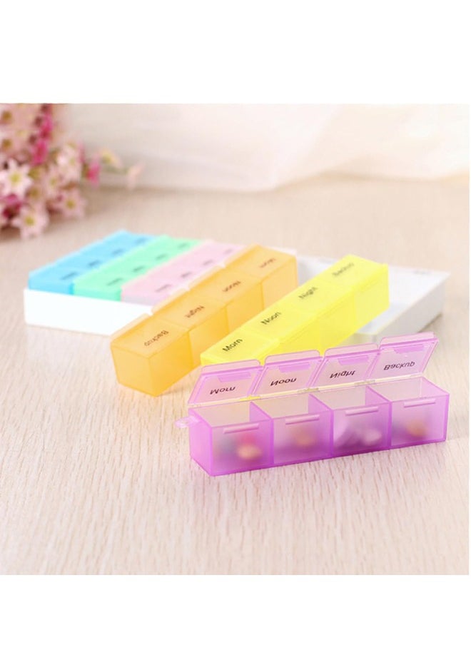 Pill Organizer 4 Times a Day Portable Weekly Pill Box 28 Compartments Daily Pill Cases Large Capacity Detachable Medicine Box for Pills, Vitamin, Fish Oil, Supplements