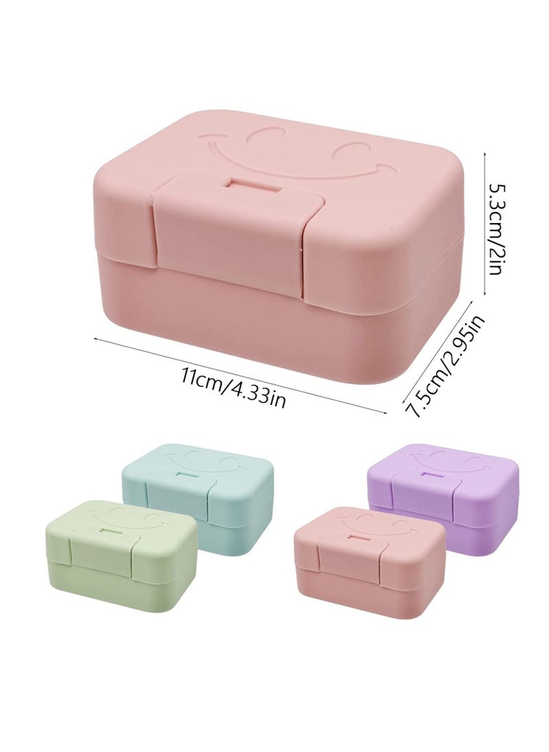 4 Pack Soap Holder Travel Soap Case Portable Soap Box Leak Proof Soap Bar Holder Dish Container in 4 Colours (11 x 7.5 x 5.3cm)