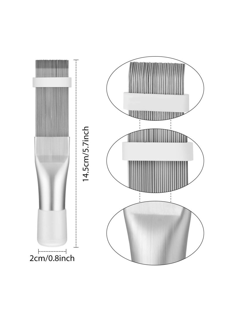 4 Pieces Air Conditioner Condenser Fin Cleaning Brush Coil Comb Stainless Steel Refrigerator Cleaner Whisk