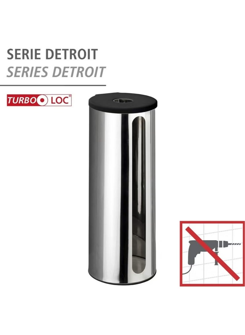 Turbo-Loc Detroit Wall-Mounted Spare Toilet Paper Holder – Holds 3 Rolls, Drilling-Free Installation, Shiny Stainless Steel Design