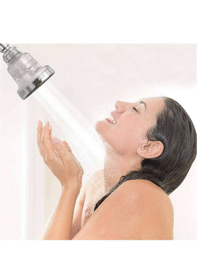 Filtered Shower Head, 2 in 1 Vitamin C Filtered Fixed Shower Head for Anti Hair Fall and Soft Skin, High Pressure Purifying Hard Water Softener Remove Chlorine and Harmful Substances