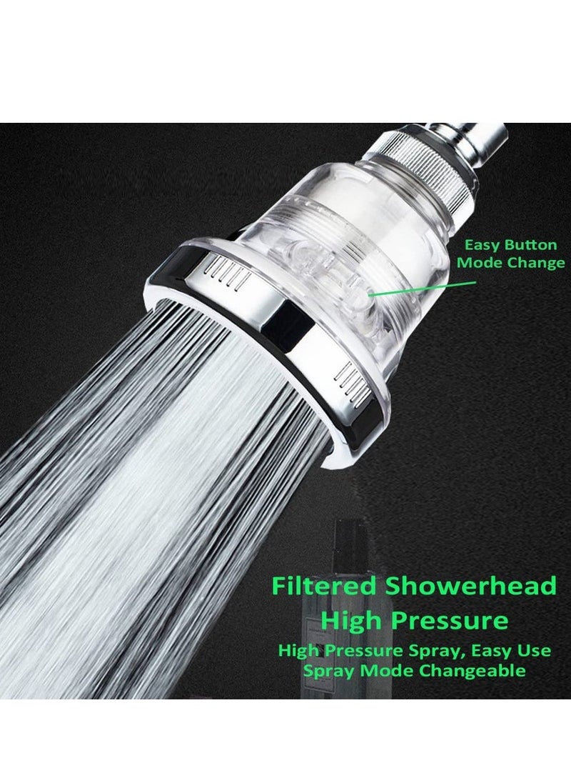 Filtered Shower Head, 2 in 1 Vitamin C Filtered Fixed Shower Head for Anti Hair Fall and Soft Skin, High Pressure Purifying Hard Water Softener Remove Chlorine and Harmful Substances