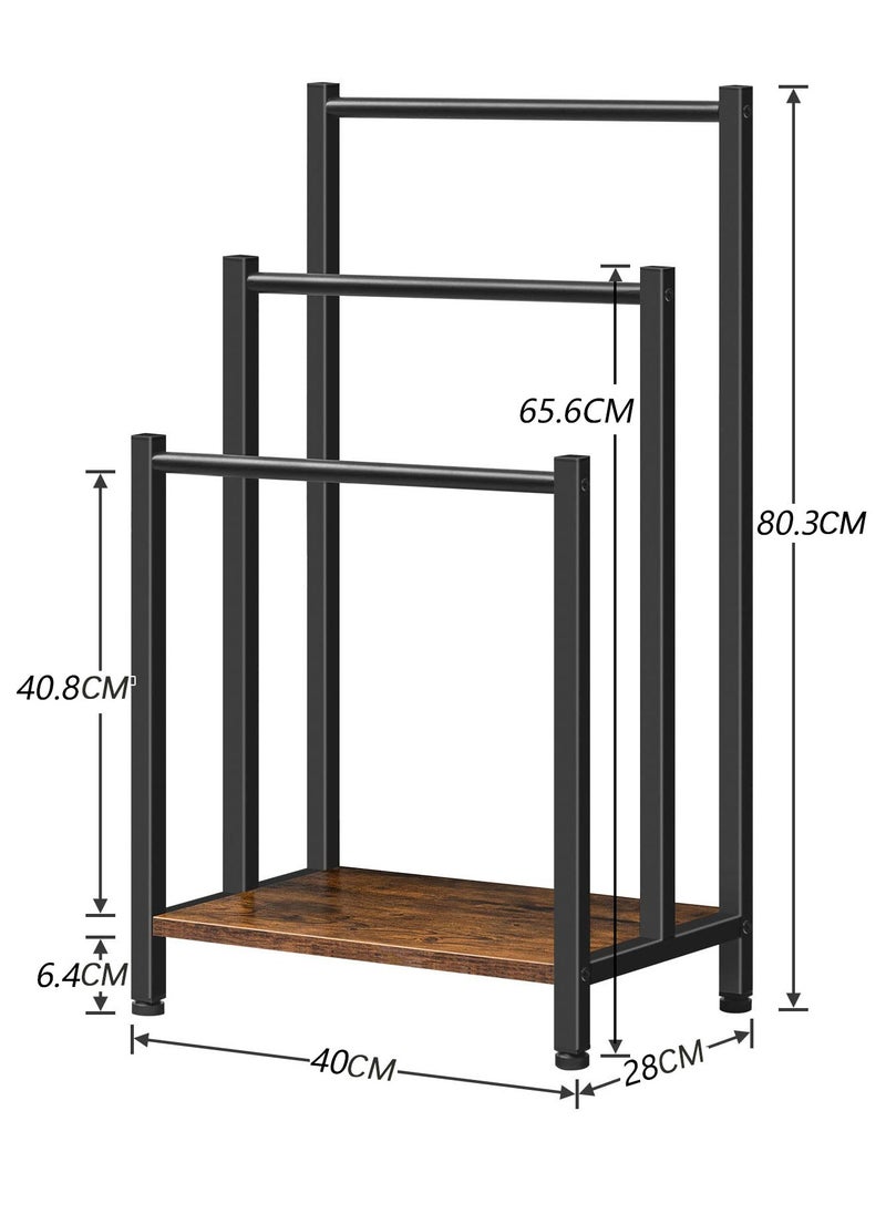 3-Tier Large Capacity Freestanding Metal Folding Towel Rack, Anti-rust Coating Metal Ladder Towel Holder, Drying Stand, Bathroom Bath Organizer Rack, Home Dispaly Rack