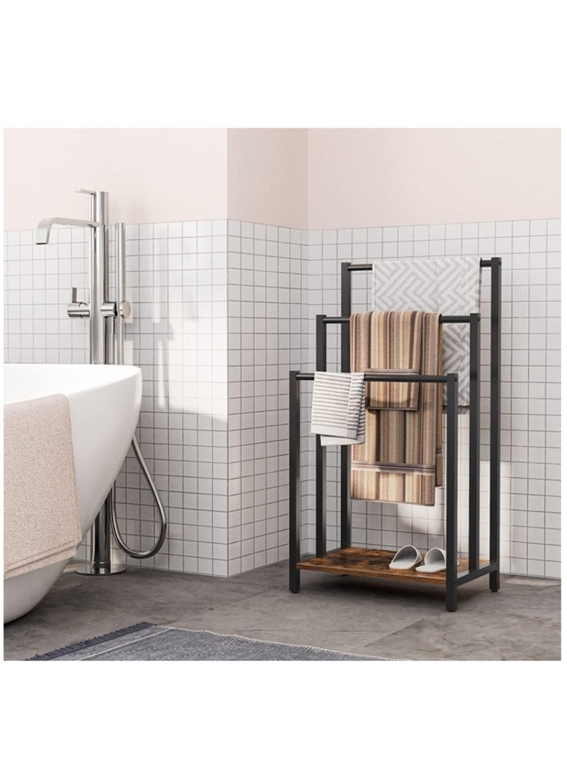 3-Tier Large Capacity Freestanding Metal Folding Towel Rack, Anti-rust Coating Metal Ladder Towel Holder, Drying Stand, Bathroom Bath Organizer Rack, Home Dispaly Rack