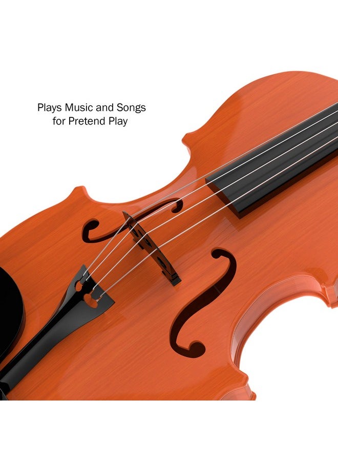 Kid’S Toy Violin With 4 Adjustable Strings And Bow - Musical Sounds- Realistic-Looking Instrument For Learning Classical Music