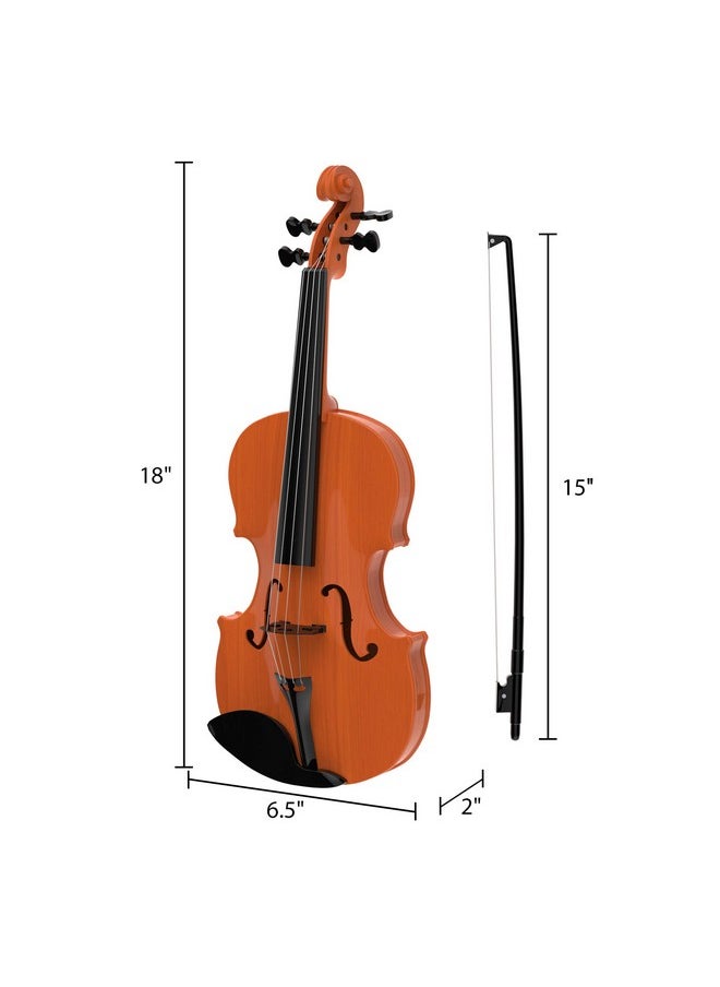 Kid’S Toy Violin With 4 Adjustable Strings And Bow - Musical Sounds- Realistic-Looking Instrument For Learning Classical Music