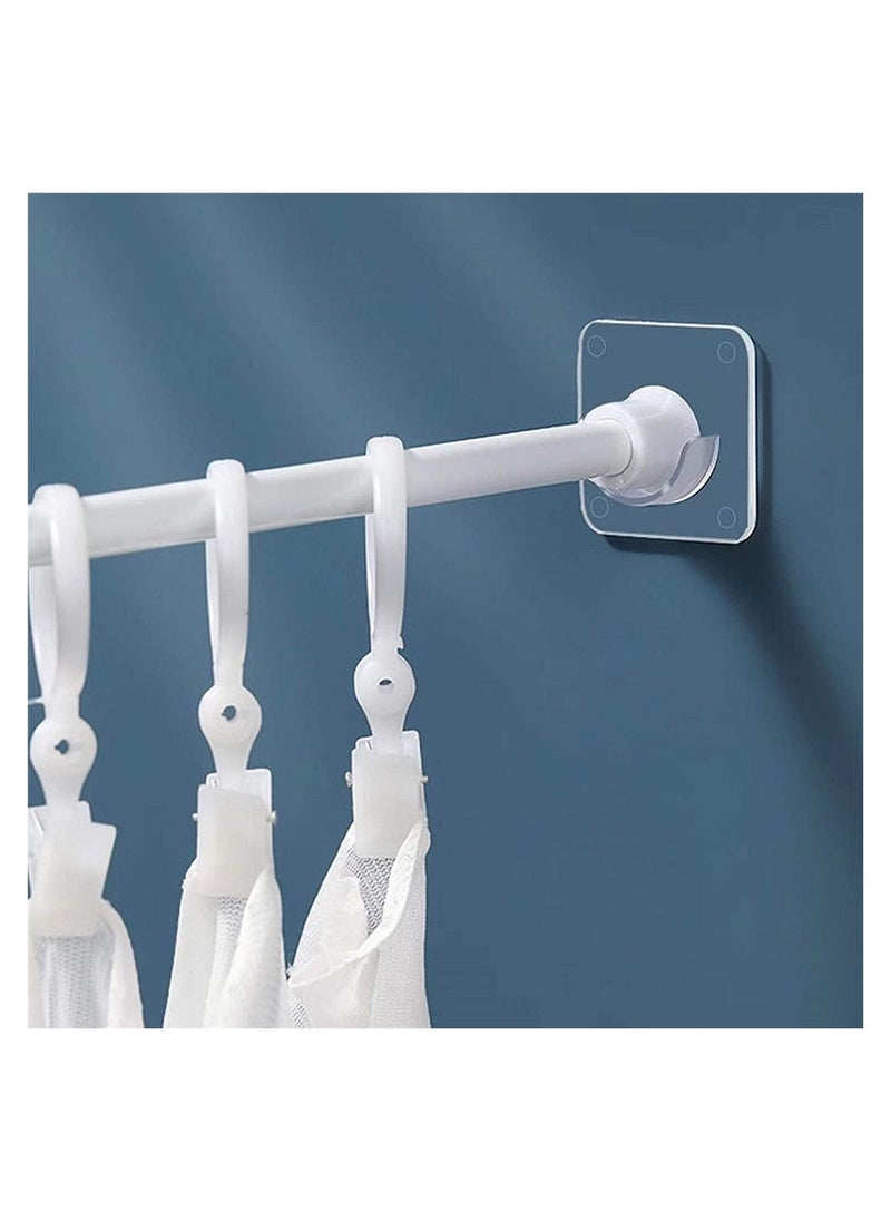 4 Piece Adhesive Curtain Rod Brackets, Shower Curtain Rod Mounting Bracket for Wall Adhesive Shower Rod Tension Holder, Clear Tension Bracket, 1.58 x 0.47 inches
