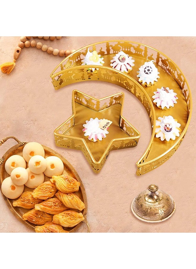 Ramadan Decorations, Moon Star Tray for Food Dessert Candy Display Holder Party Favor Festival Table Decor