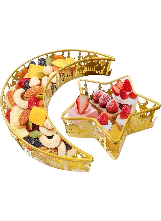 Ramadan Decorations, Moon Star Tray for Food Dessert Candy Display Holder Party Favor Festival Table Decor